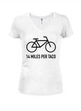 14 Miles Per Taco Juniors V Neck T-Shirt