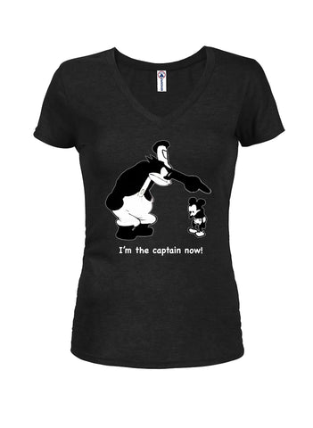 I’m the captain now! Juniors V Neck T-Shirt
