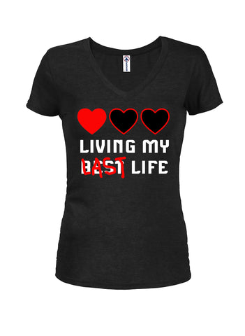 Living My Last Life Juniors V Neck T-Shirt