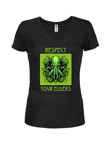 Respect Your Elders Juniors V Neck T-Shirt
