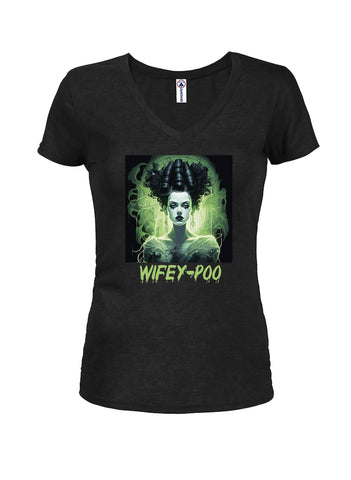 Wifey-poo Juniors V Neck T-Shirt
