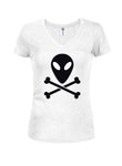 Alien Jolly Roger Juniors V Neck T-Shirt