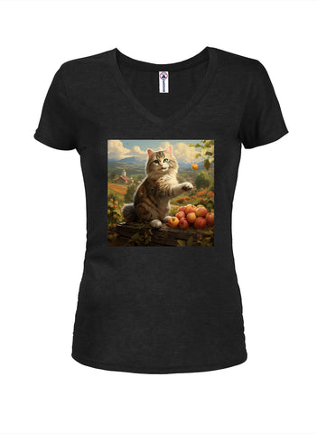 Apple Cat T-shirt à col en V pour juniors