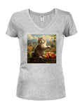 Apple Cat Juniors V Neck T-Shirt