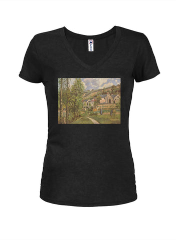 Camille Pissarro - Landscape at Pontoise Juniors V Neck T-Shirt