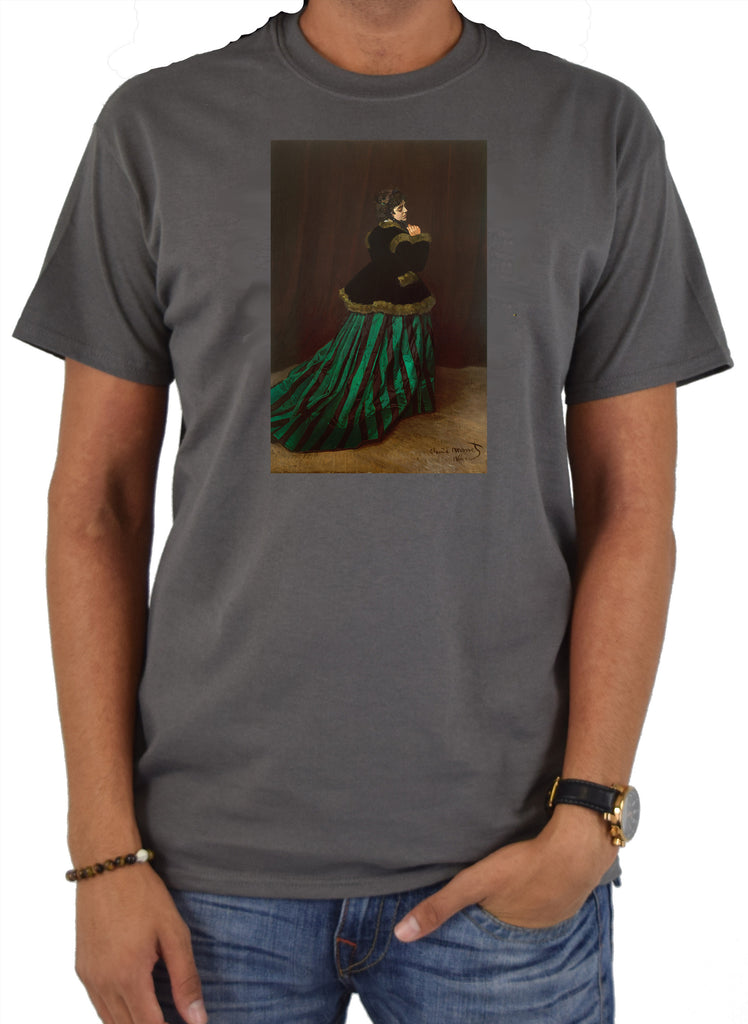 Claude Monet - The Woman in The Green Dress T-Shirt 3X-Large / Heather Grey / T-Shirt Claude Monet - The Woman in The Green Dress T-Shirt 3X-Large / Heather Grey / T-Shirt