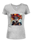 Dia De Los Muertos Juniors V Neck T-Shirt