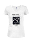 Every Zoo is A Petting Zoo Juniors V Neck T-Shirt