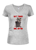 Eat Trash Hail Satan Juniors V Neck T-Shirt
