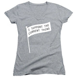 I Support the Current Thing Juniors V Neck T-Shirt