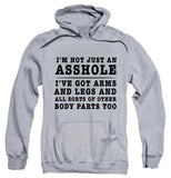 FV10097 I'm Not Just an Asshole, I've Got Arms and Legs and All Sorts of Other Body Parts Too Heather Grey Hoodie