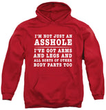 FV10097 I'm Not Just an Asshole, I've Got Arms and Legs and All Sorts of Other Body Parts Too Red Hoodie