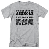FV10097 I'm Not Just an Asshole, I've Got Arms and Legs and All Sorts of Other Body Parts Too Heather Grey T-Shirt