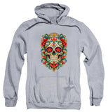 FV10131 Ornate Día de los Muertos Sugar Skull Heather Grey Hoodie
