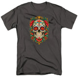 FV10131 Ornate Día de los Muertos Sugar Skull Charcoal T-Shirt