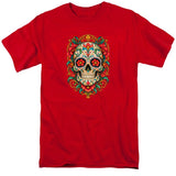 FV10131 Ornate Día de los Muertos Sugar Skull Red T-Shirt