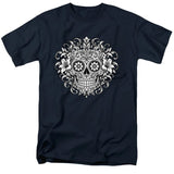FV10132 Gothic Filigree Sugar Skull Navy T-Shirt