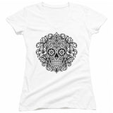 FV10132 Gothic Filigree Sugar Skull White Girls V Neck