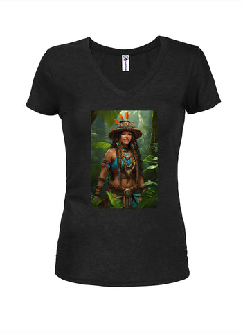 Spirit of the Jungle Juniors V Neck T-Shirt