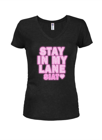 Stay In My Lane Pink Glow Juniors V Neck T-Shirt