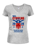 Vote Cthulhu 2028 Juniors V Neck T-Shirt