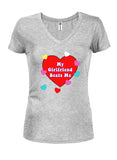 My Girlfriend Beats Me Juniors V Neck T-Shirt
