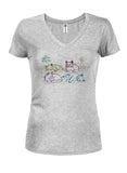Neon Cats Juniors V Neck T-Shirt