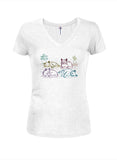 Neon Cats Juniors V Neck T-Shirt