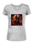 Flame Rider Juniors V Neck T-Shirt