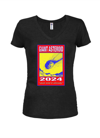 Giant Asteroid 2024 Juniors V Neck T-Shirt