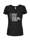 Gonna Die Alone With 12 Cats Juniors V Neck T-Shirt