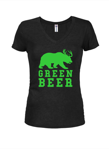 Green Beer Juniors V Neck T-Shirt