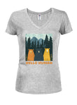 Hello human Juniors V Neck T-Shirt