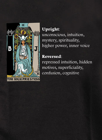 Camiseta con significado de la tarjeta del tarot de la alta sacerdotisa