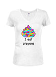 I eat crayons Juniors V Neck T-Shirt