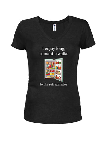 I enjoy long, romantic walks to the refrigerator Juniors V Neck T-Shirt