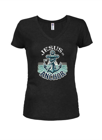 Jesus is My AnchorPlan Juniors V Neck T-Shirt