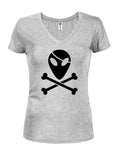 Jolly Pirate Alien Roger Juniors V Neck T-Shirt