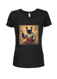 Karate Cat Juniors V Neck T-Shirt