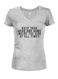 Keep your head and arms inside the ride at all times Juniors V Neck T-Shirt
