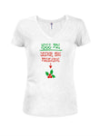 Kiss Me Under the Mistletoe Juniors V Neck T-Shirt