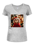 Merry Catmas Juniors V Neck T-Shirt