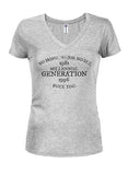 Millennial Generation Juniors V Neck T-Shirt