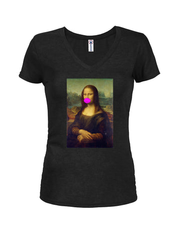Mona Lisa Chewing Gum Juniors V Neck T-Shirt