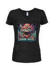 Nightmare Dragon Face Juniors V Neck T-Shirt