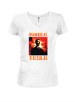 Nikola Tesla Propaganda Juniors V Neck T-Shirt