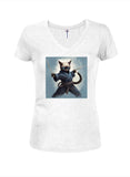 Ninja Cat Juniors V Neck T-Shirt
