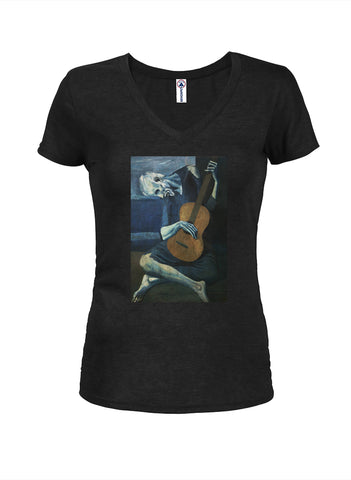 Pablo Picasso - The Old Guitarist Juniors V Neck T-Shirt
