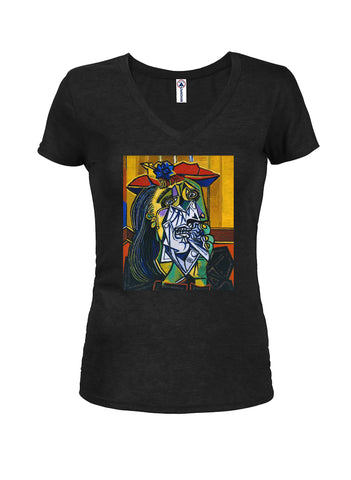 Pablo Picasso - The Weeping Woman Juniors V Neck T-Shirt