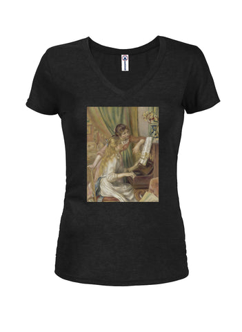 Pierre-Auguste Renoir - Young Girls at the Piano Juniors V Neck T-Shirt